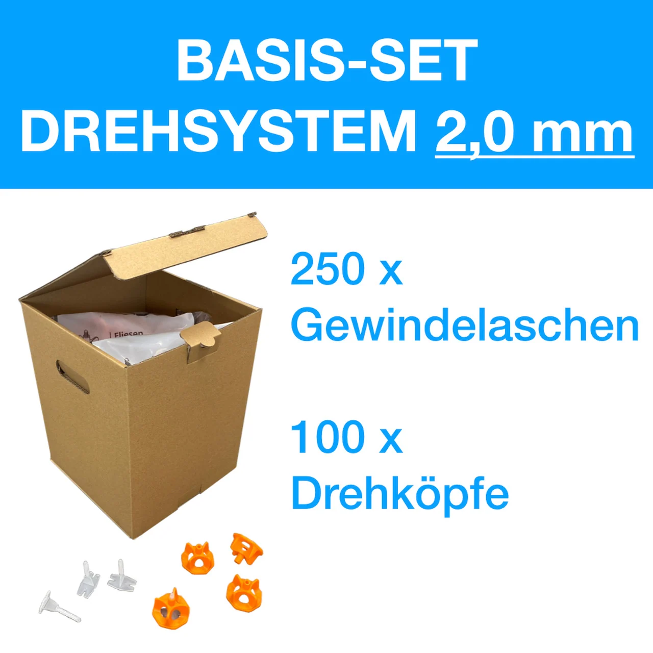 Basis-Set Drehsystem 2 mm / 100 Drehköpfe / 250 Laschen