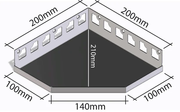 Eck-Duschablage (befliesbar) 200 x 200 mm, Form: Diamant (Tiefe: 210 mm)