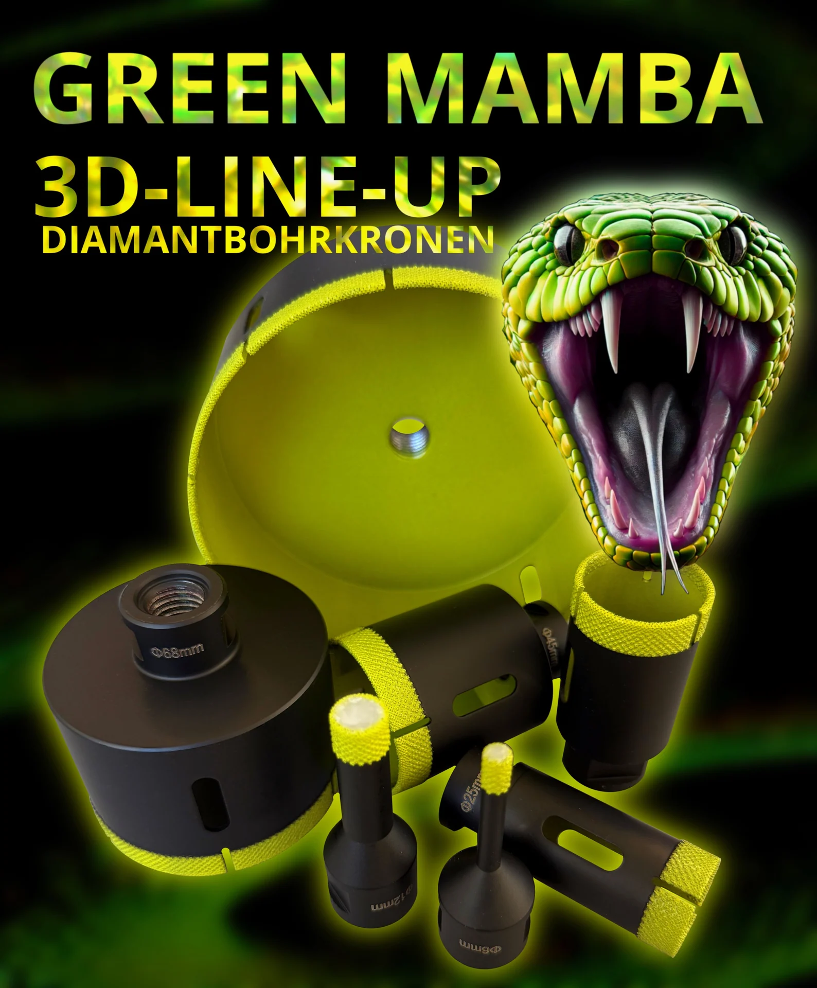 3D-Line-Up Diamantbohrkronen GREEN MAMBA – Produktbild 2