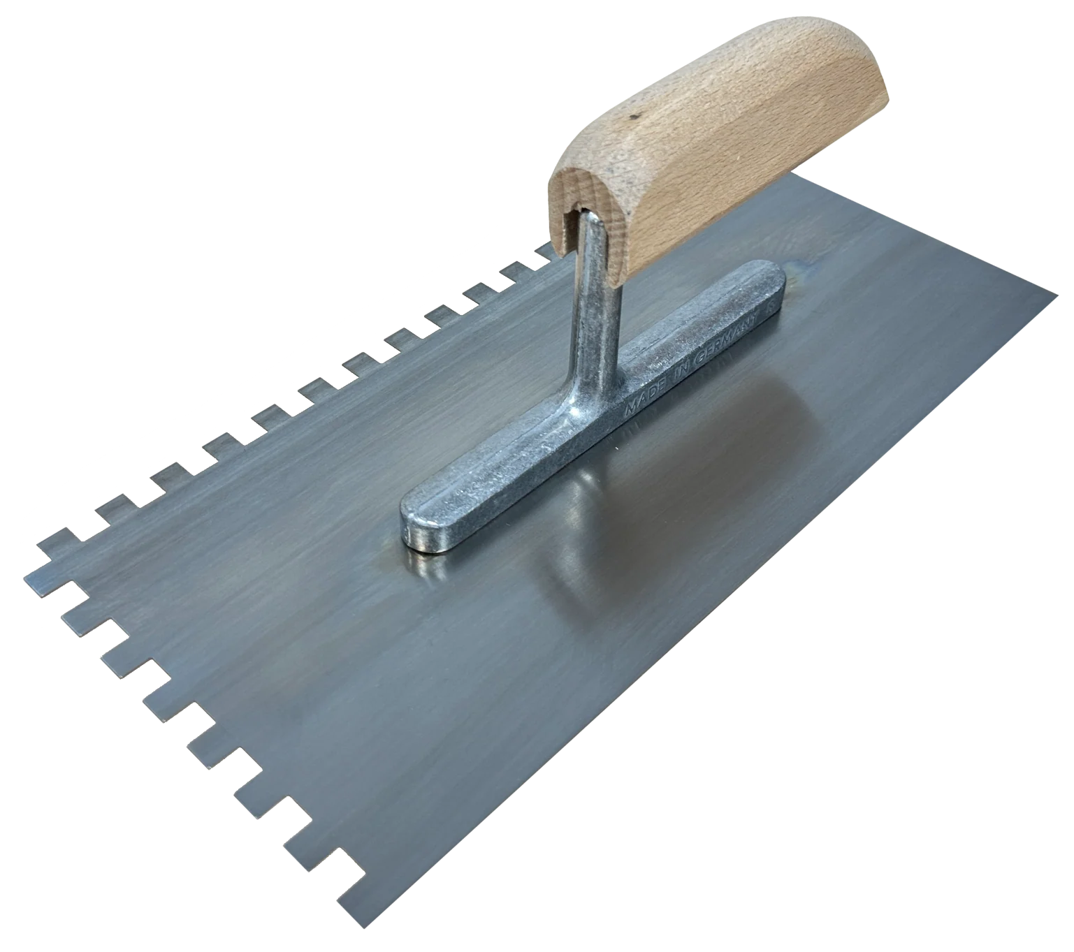 Zahnspachtel mit Holzgriff, 6, 8, 10 und 12 mm (Carbonstahl)