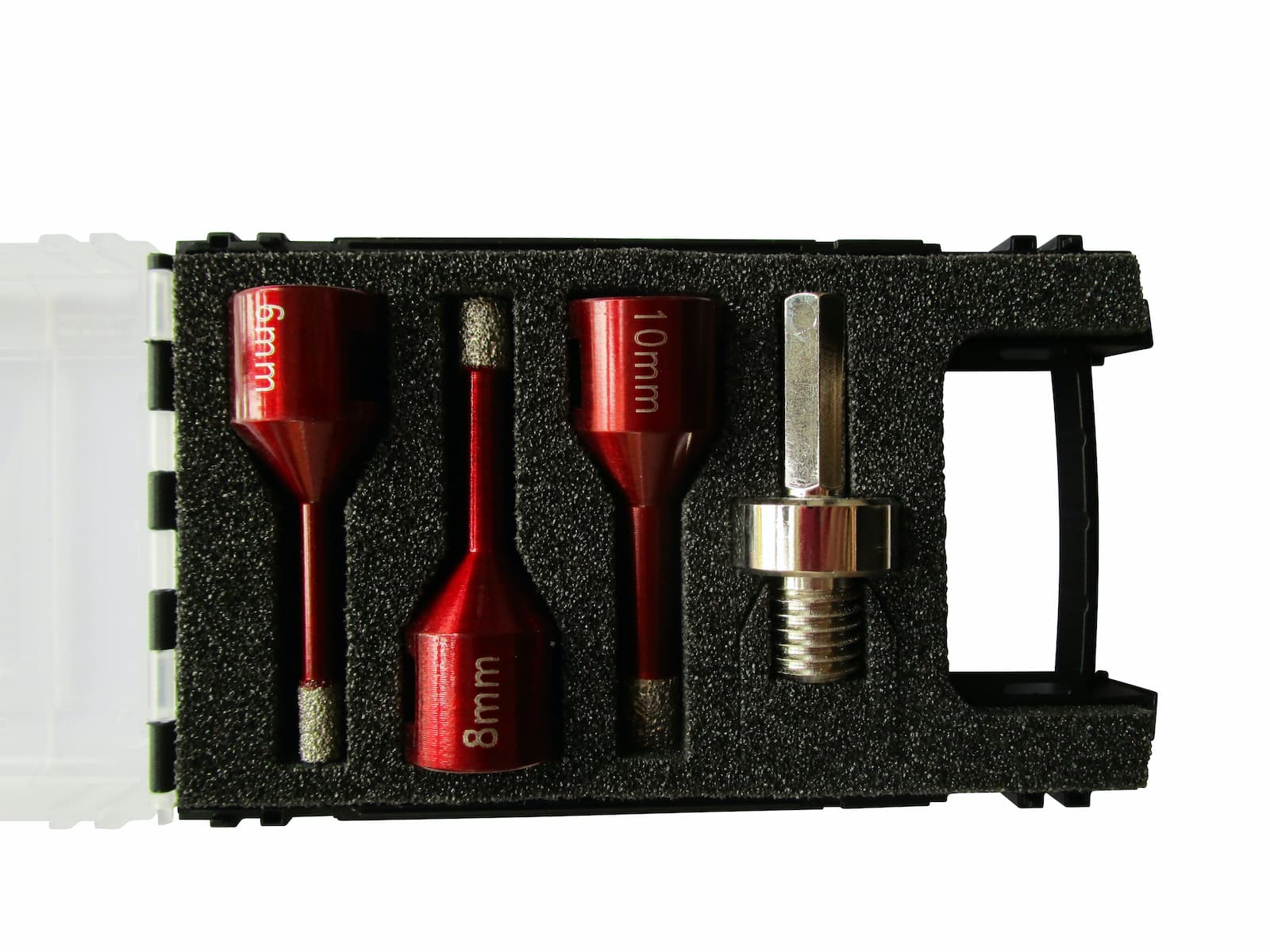 Bohrkronenset PRO (6, 8, 10 mm + Adapter zum Anschluss an die Bohrmaschine) – Produktbild 2