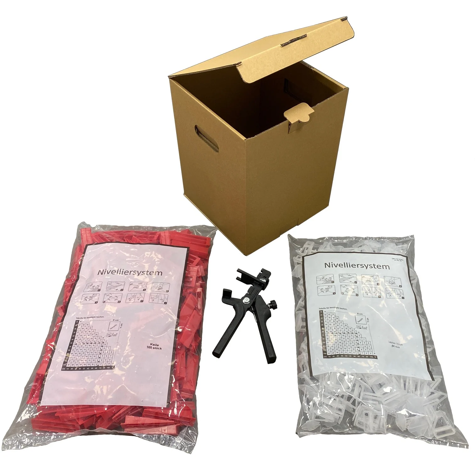 Verlegefix Basis-Set L 2 mm / Kunststoff-Zange / 100 Laschen / 100 Keile – Produktbild 3